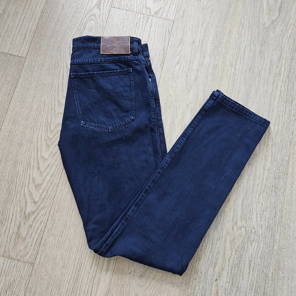 Brunello Cucinelli Men’s Slim Fit Five-Pocket Jeans – US 32 (IT 48), Dark Wash